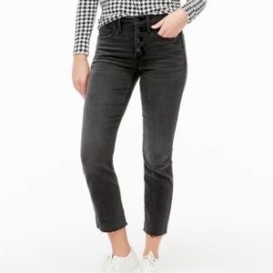J.Crew High Rise Vintage Straight Button Front Jeans Sz 26 Washed Black Classic